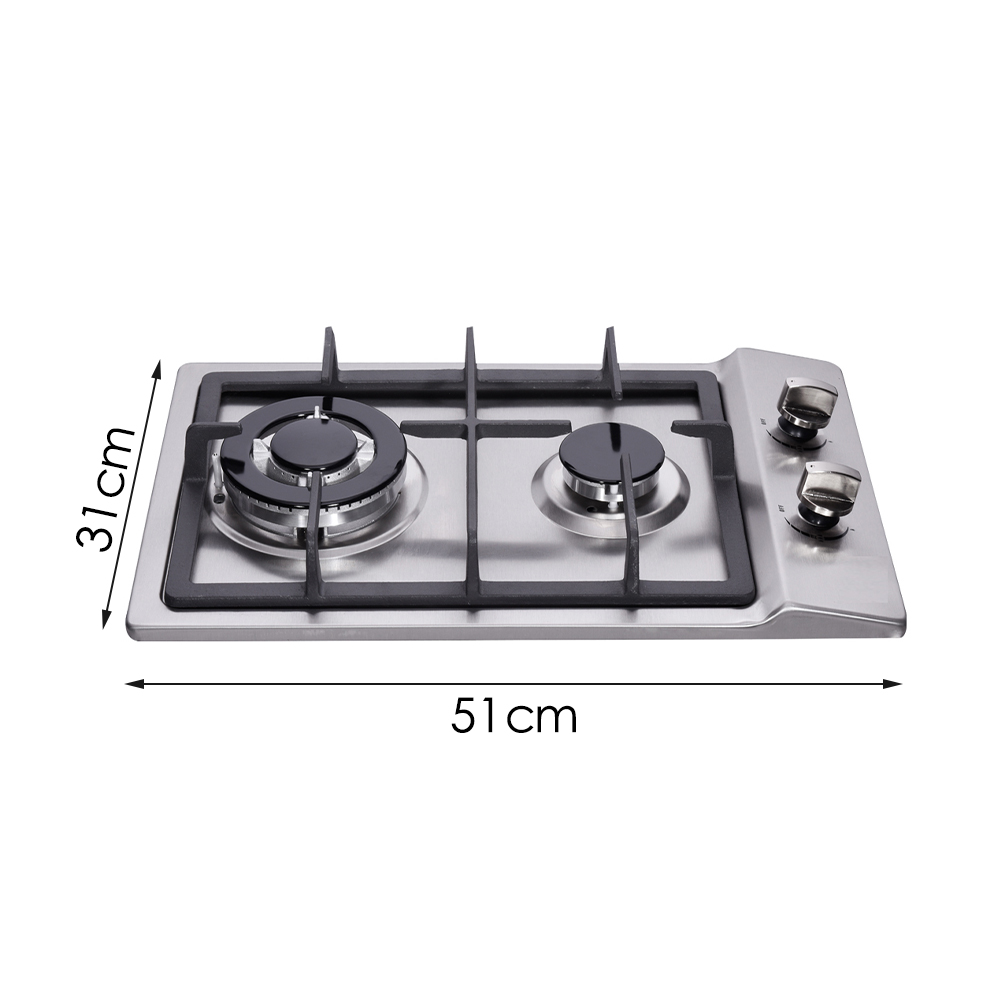 K&H 2 Burner 12 NATURAL Gas Stainless Steel Cooktop 2-SSW 