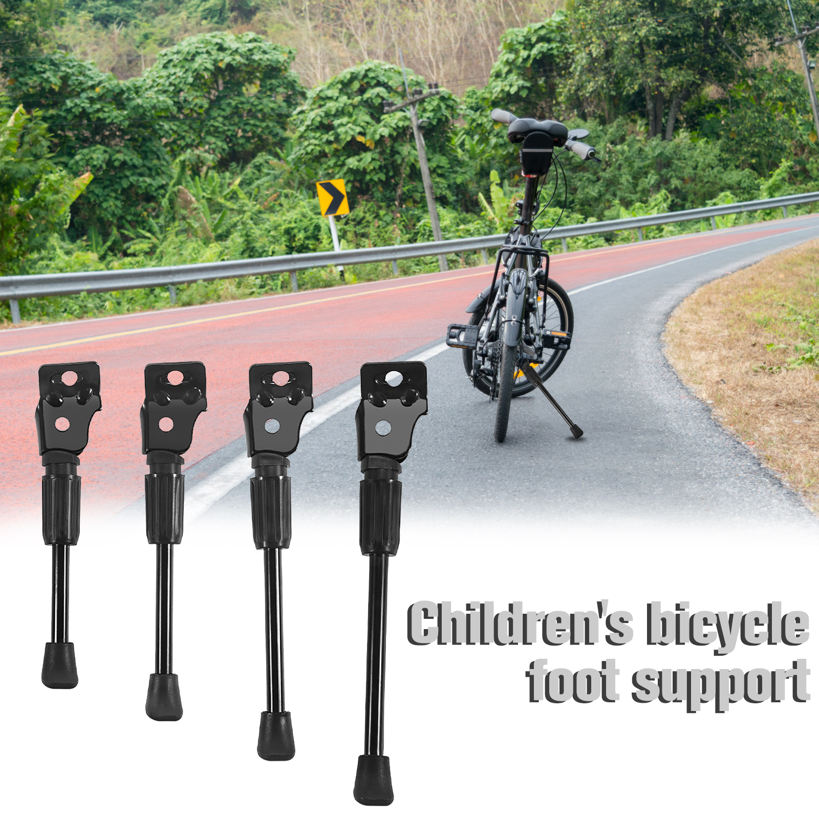 Children Bike Side Kickstand Bicycle Parking Stand Support Foot Brace for 12 Bicycles,Black