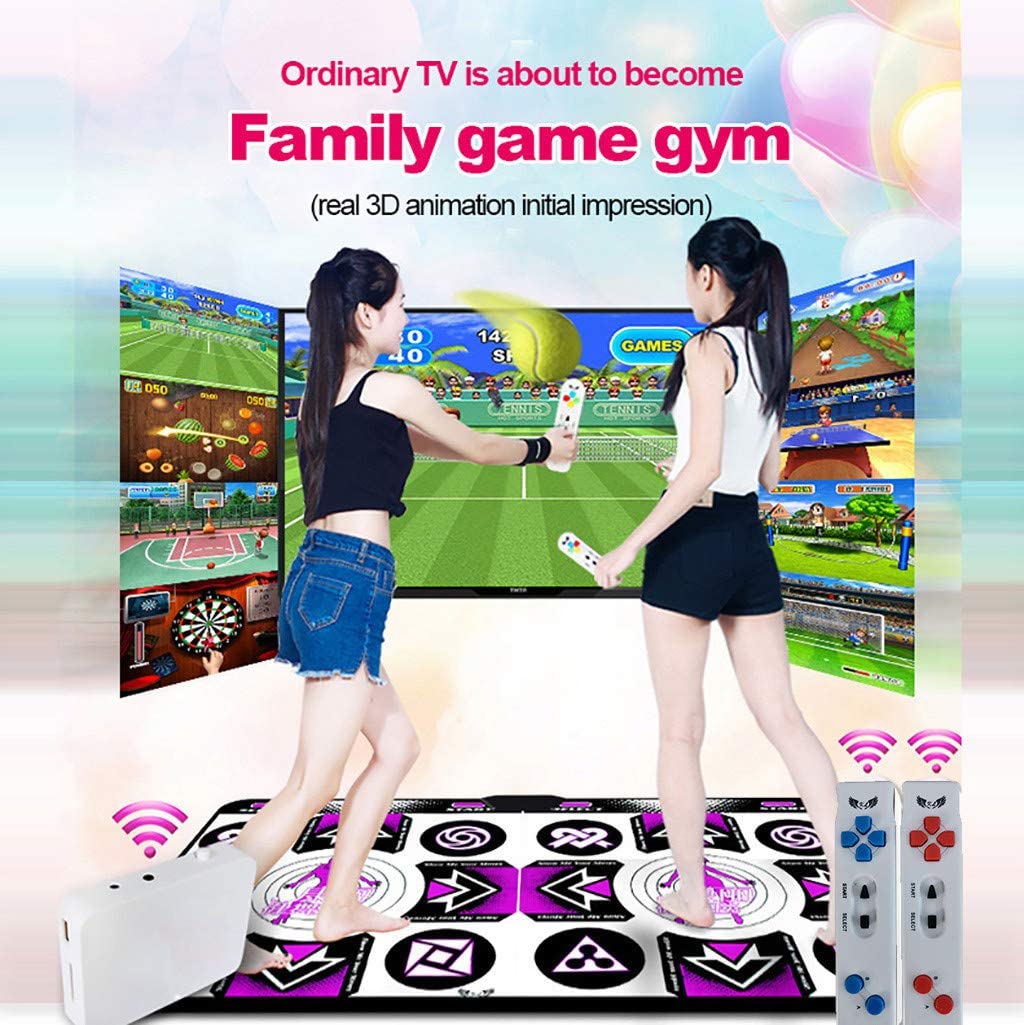 Levels Dance Mat for Kids Adults Sense Game for PC TV for 2 Person Battery Include Non-Slip Wireless Dancer Step Pads with 150 Games and AUX Music Plug and Play High Elasticity and Sensitivity 