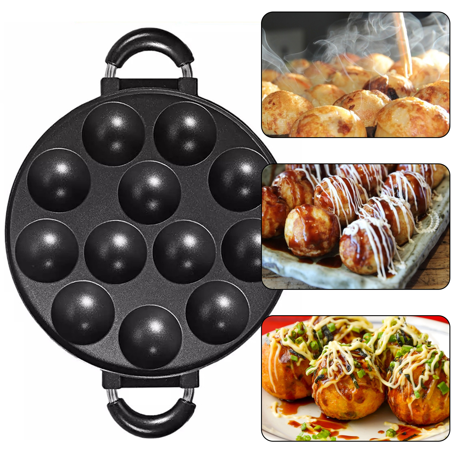 15 Holes Japanese Takoyaki Grill Pan Plate Cooking Octopus Ball Maker Baking 