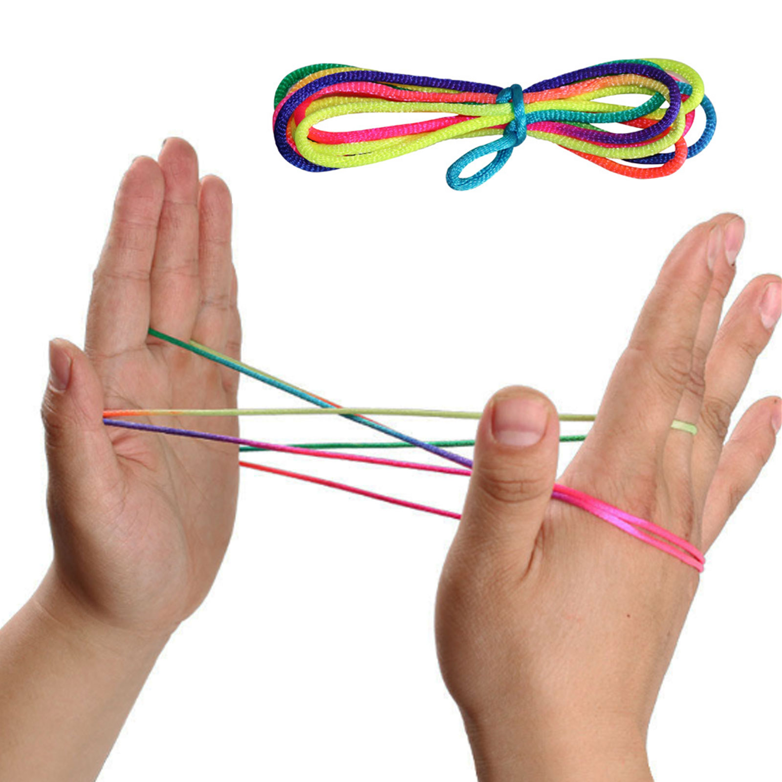 Uspeedy 65 Inch Long 12 Colors 12 Pieces Cats Cradle String String Hand Game Finger String Toy Supplies 