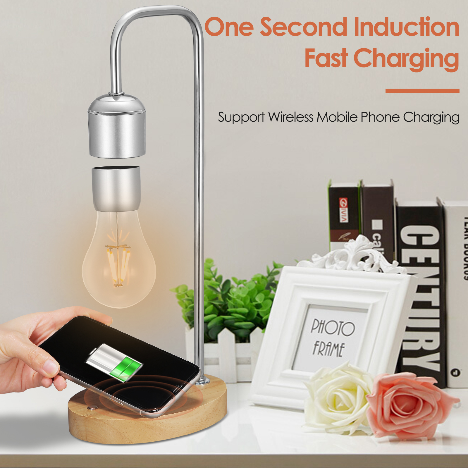 Levitating Lamp Floating fluorescent light bulbs Wireless Charger
