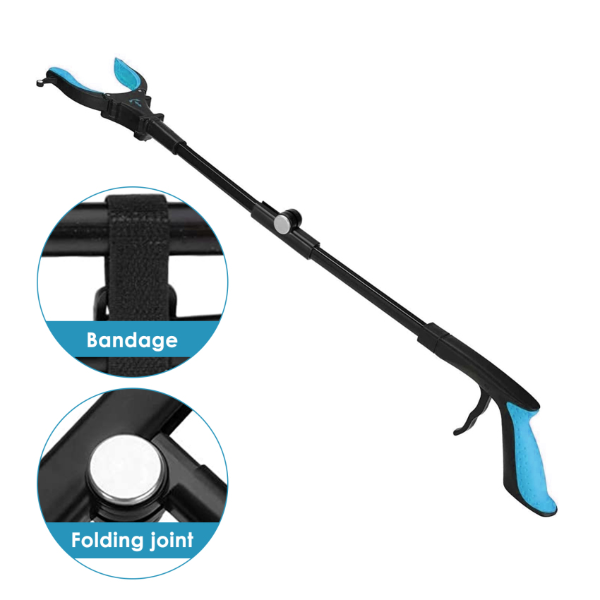 Dụng cụ gắp rác gấp gọn có đèn, dụng cụ gắp rác 80cm, dụng cụ gắp rác cho người khuyết tật và người già, đầu xoay 90 ° với hàm chống trượt, tay cầm cao su thoải mái, móc từ tính