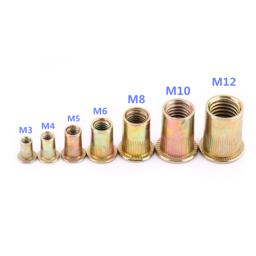 165PCS Boxed Color Steel Rivet Nut M3/4/5/6/8/10/12 Combination Flat Head Rivet Nut