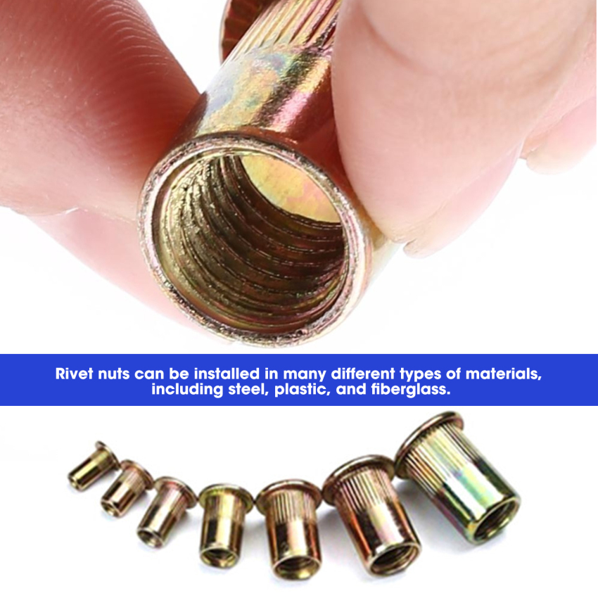 165PCS Boxed Color Steel Rivet Nut M3/4/5/6/8/10/12 Combination Flat Head Rivet Nut