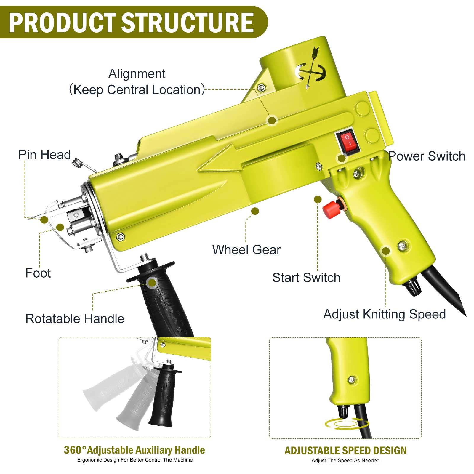 Generic Tufting Gun 2 in 1 Upgrade Electric Tufting Gun Carpet Weaving