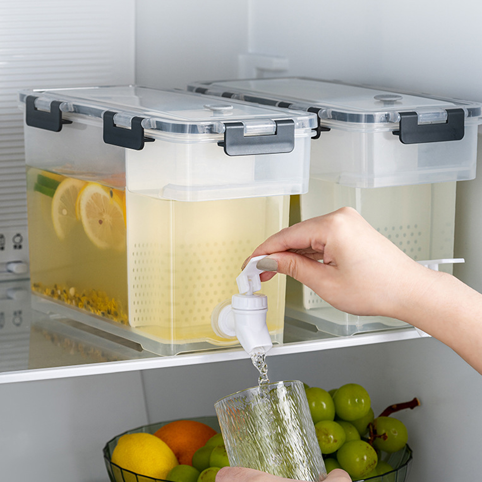 3.5lドリンクディスペンサー、タップ付き長方形ジャー飲料