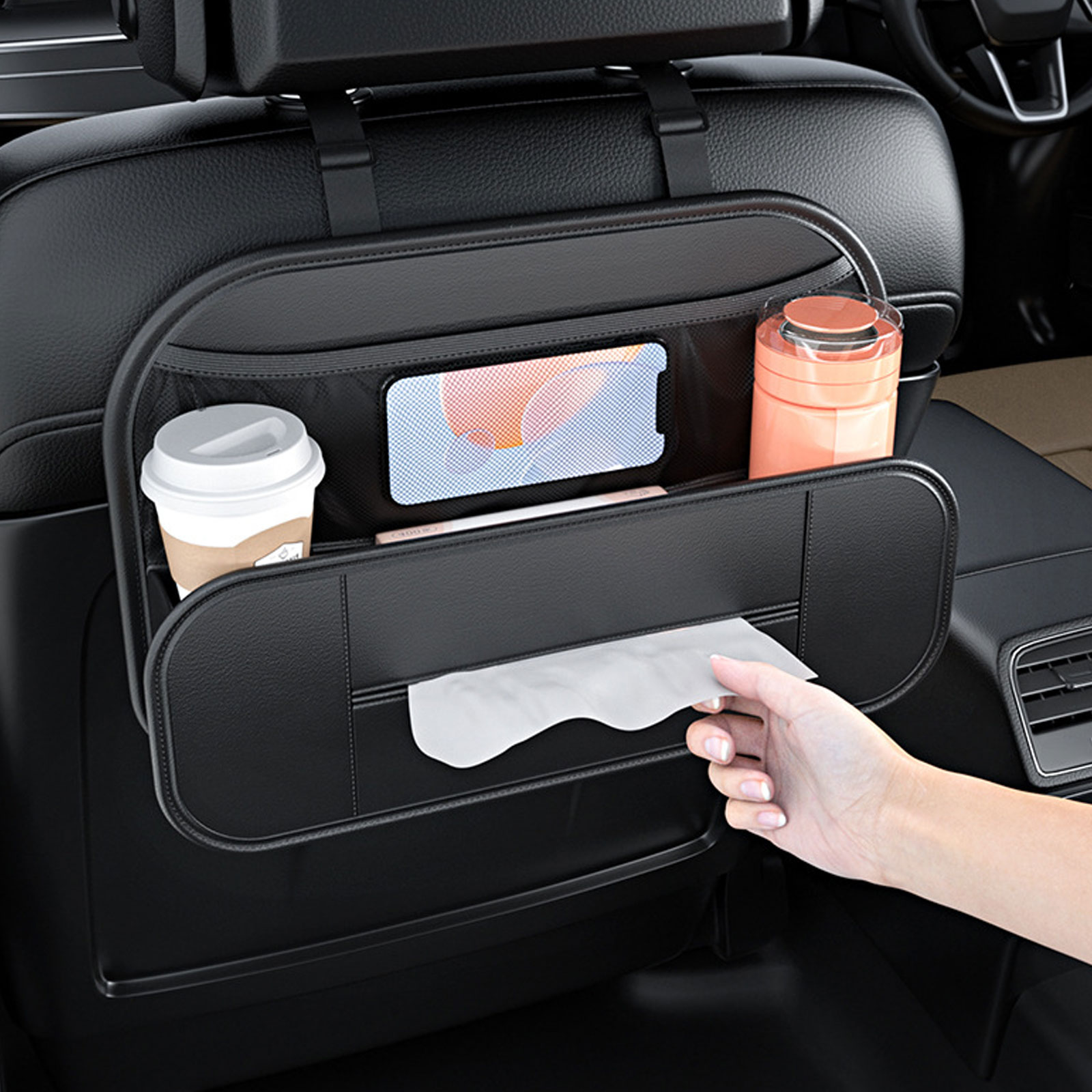 Porta Fazzoletti Per Aletta Parasole Per Auto KZQ, Scatola Per Fazzoletti Per Auto Scatola Per Bracciolo Centrale Scatola Per Fazzoletti In Pelle Per Sedile Posteriore Accessori Per Auto Nero 88865537