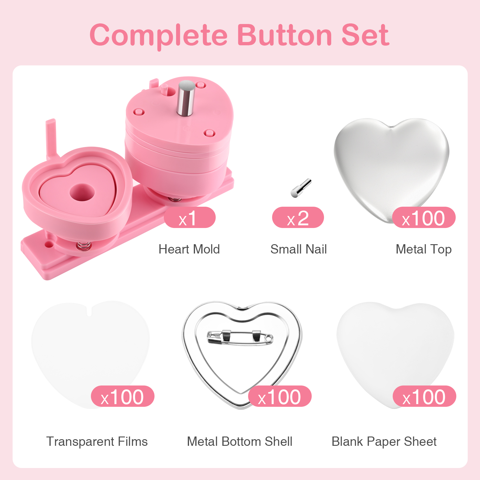 Description Picture 4 of itemHeart Shape 57mm Badge Pin Button Maker Die Mold, Button Making Badge Punch Press Machine Mould DIY Badge Maker Dies Molds
