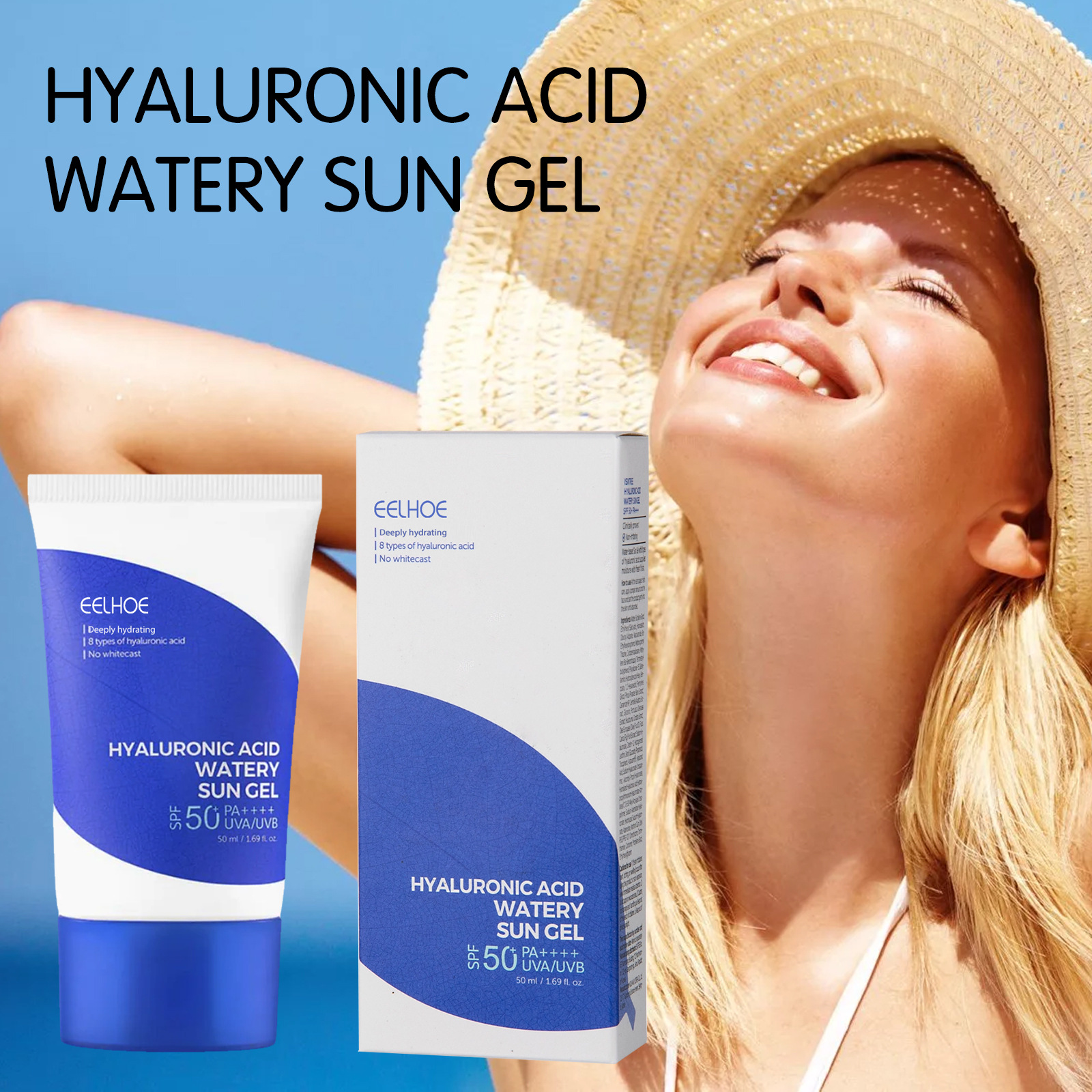 82271b33d4d0fd93e9f66e4c1d589a20 50ml Hyaluronic Acid Moisturizing Watery Sun Gel SPF50+ Protective Gel Hydrating Protective Gel Women Body Face Sunscreen Cream