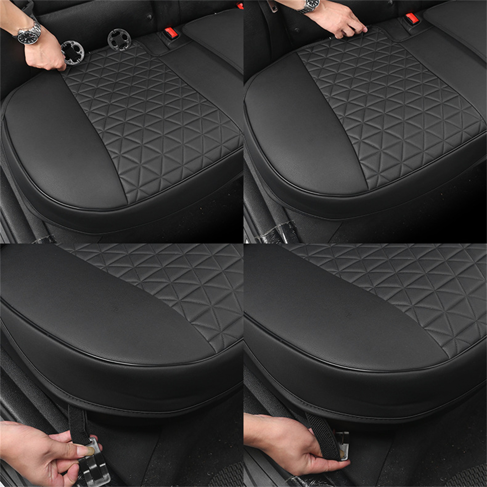 Coprisedile Anteriore Auto Nero Pelle PU Universale - Design Sportivo 1 Pz