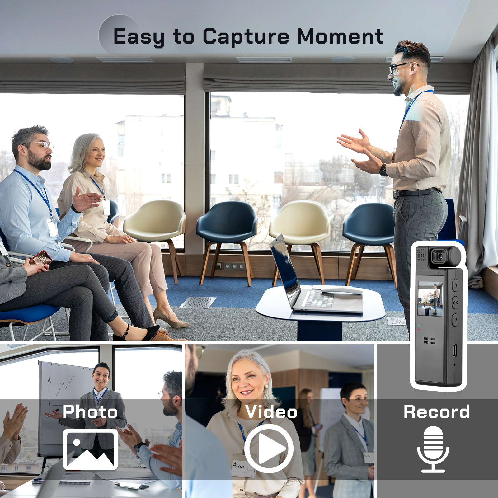 64GB Körperkamera 1080p HD mit Nachtsicht & drehbarer Linse
