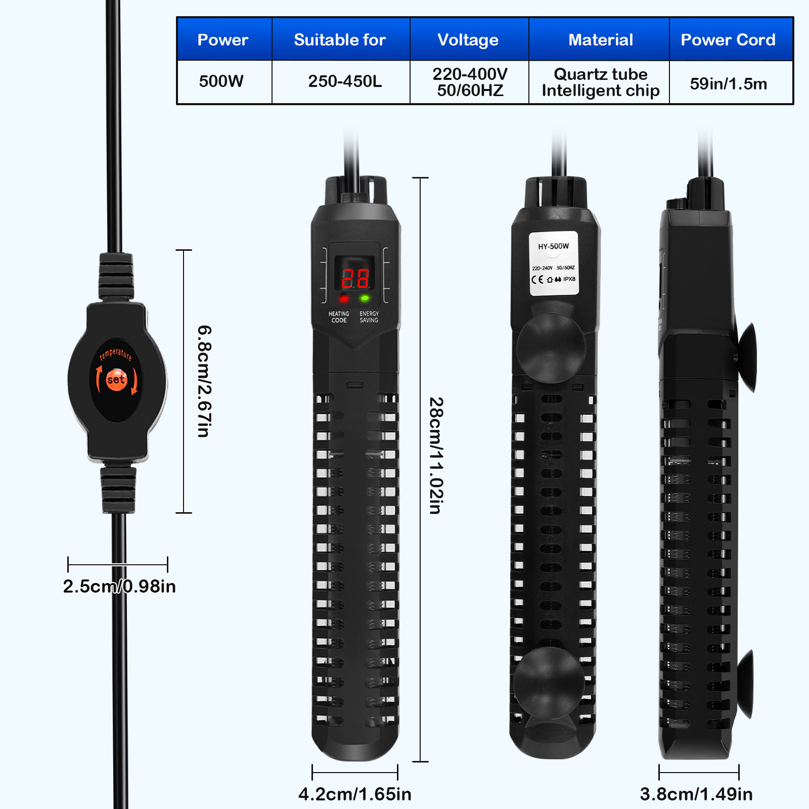 acquario riscaldatore 500W