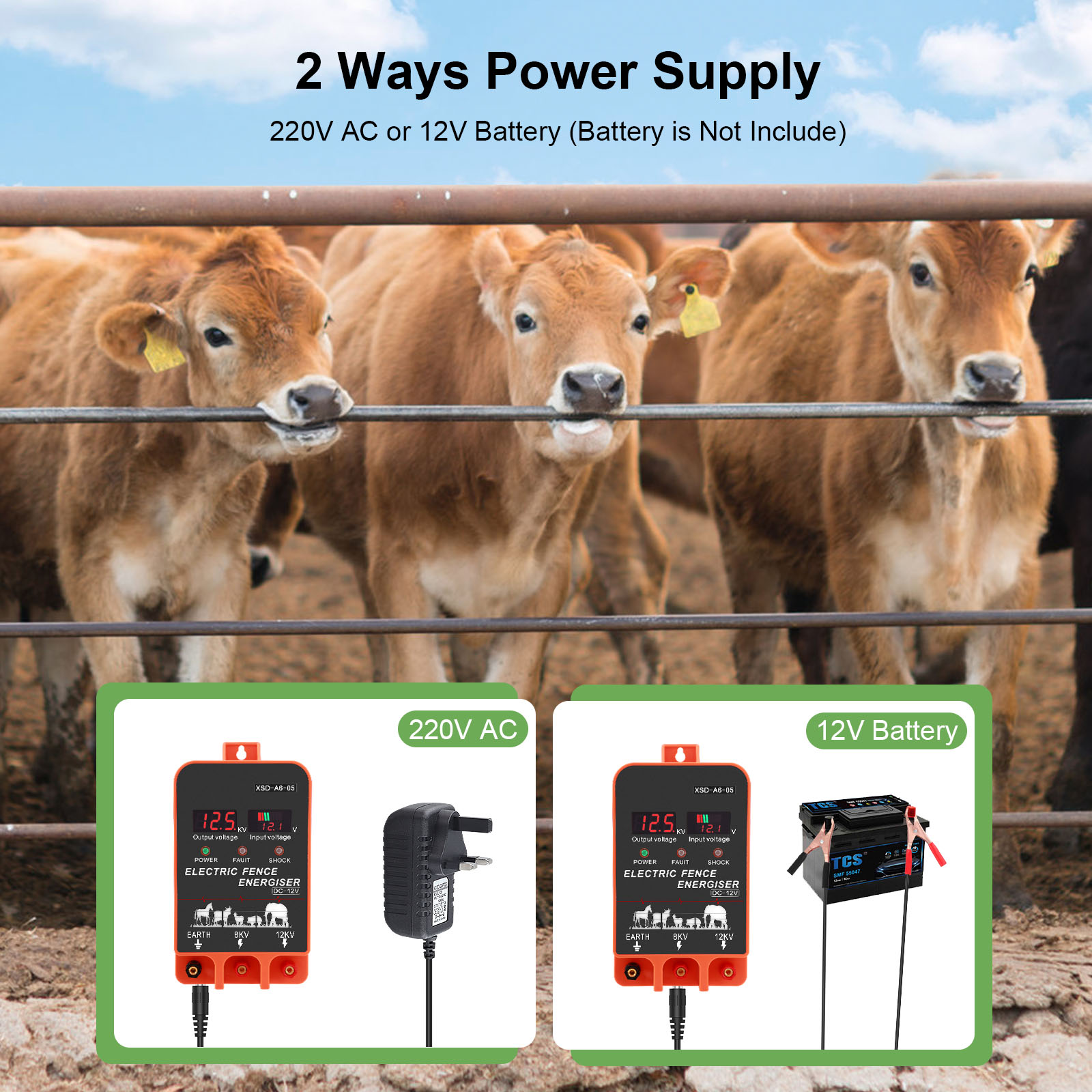 Clôture électrique Pour Volailles VOSS.farming, 50 M Filet Pour Volailles Avec Electrificateur De Cloture 12v 230v