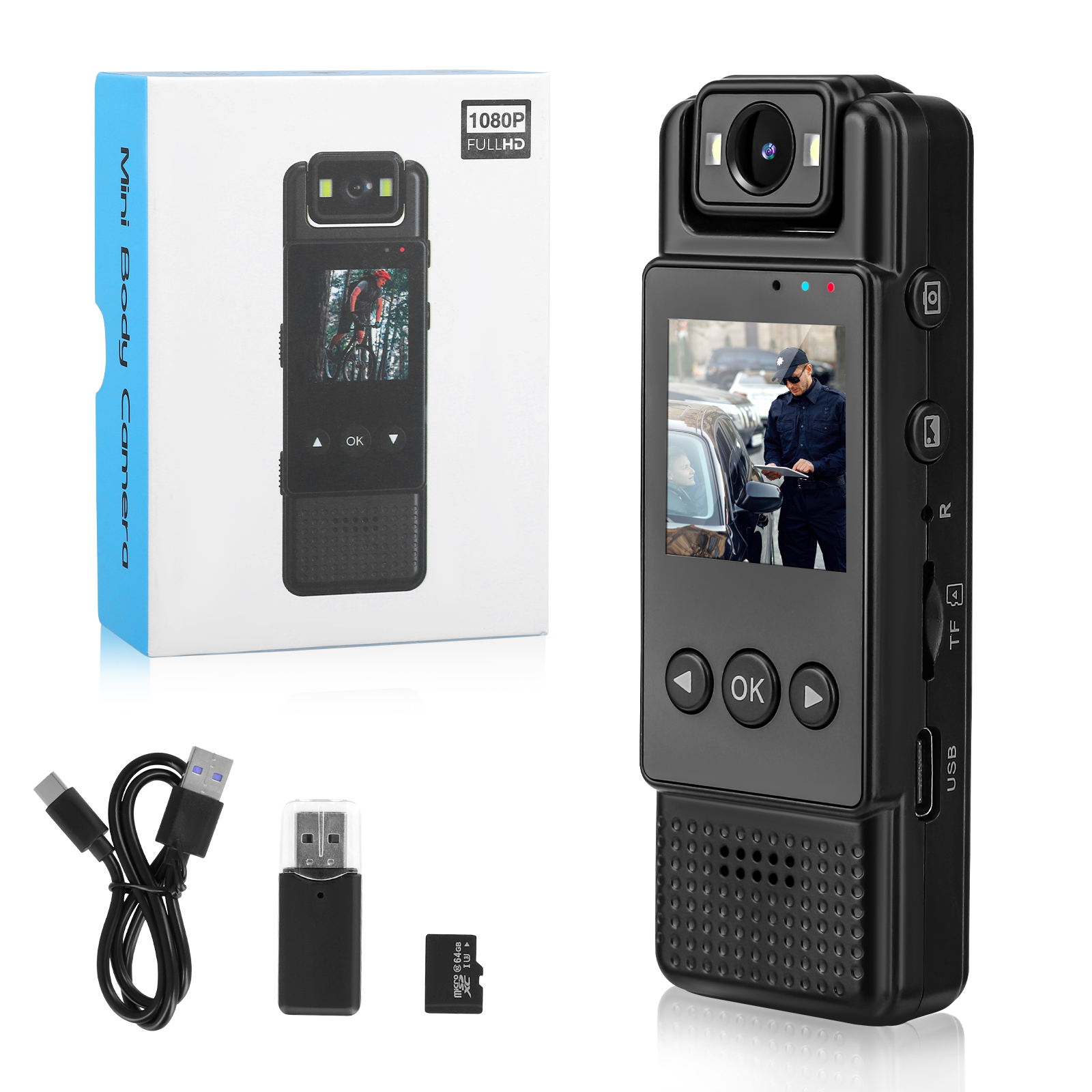 64G Körperkamera 1080P HD – drehbare 180° Linse Kamera