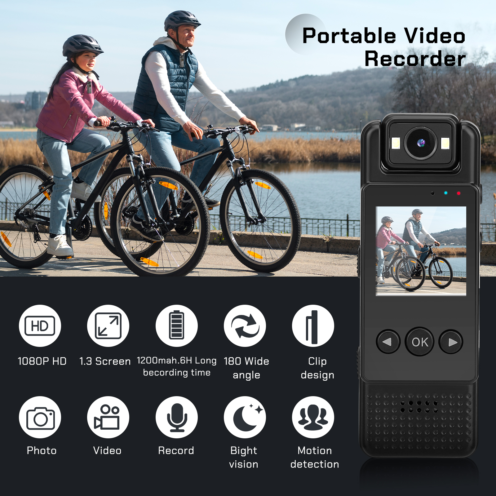 64G Körperkamera 1080P HD – drehbare 180° Linse Kamera