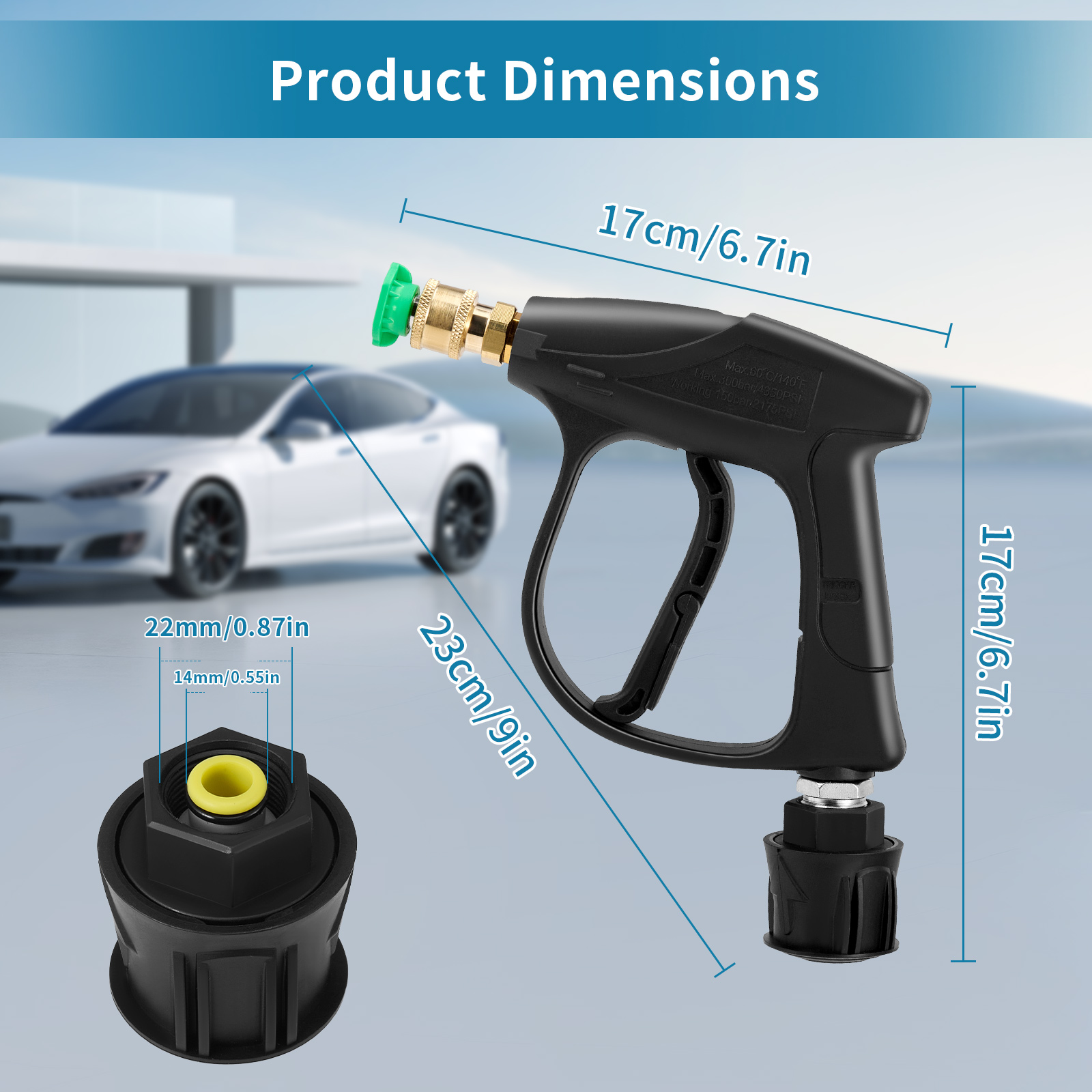 Pistolet De Lavage Haute Pression 4350 PSI Avec 7 Embouts De