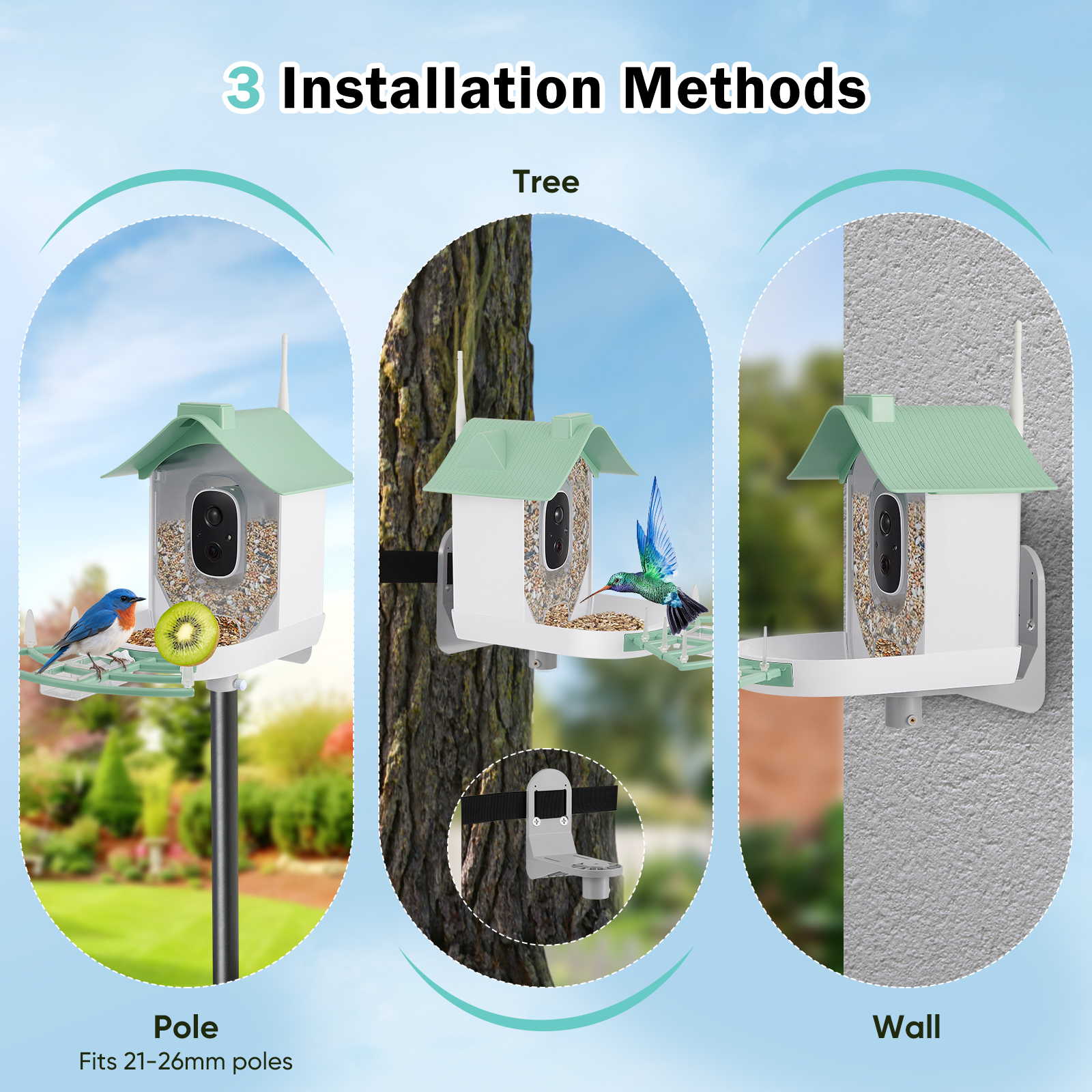 Solar-Vogelfutterspender Mit 2K-Kamera & KI-Erkennung – IP65, App, Ideal Für Vogelbeobachter