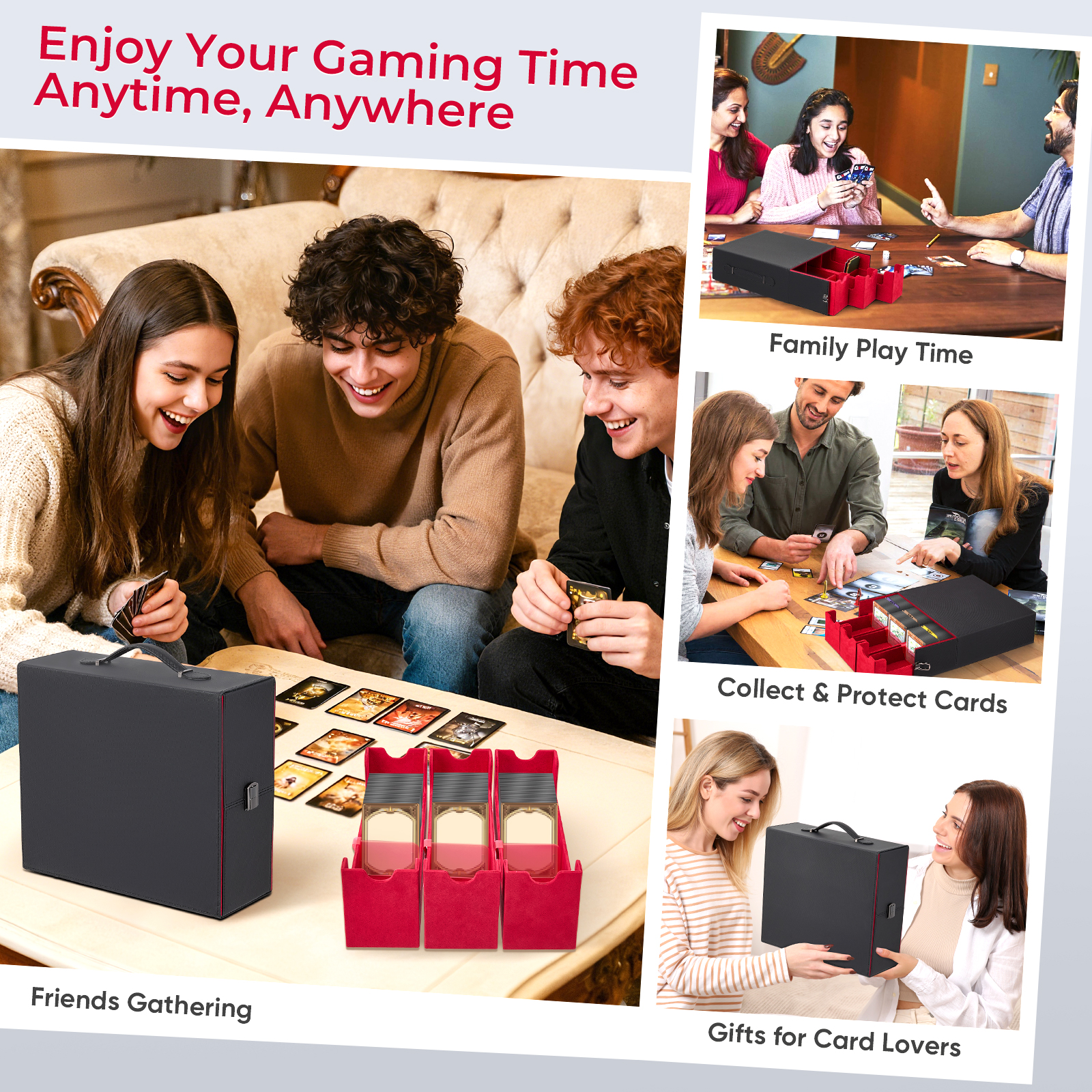 Storage Box For 2400+ Trading Cards PU Leather Commander Card Deck