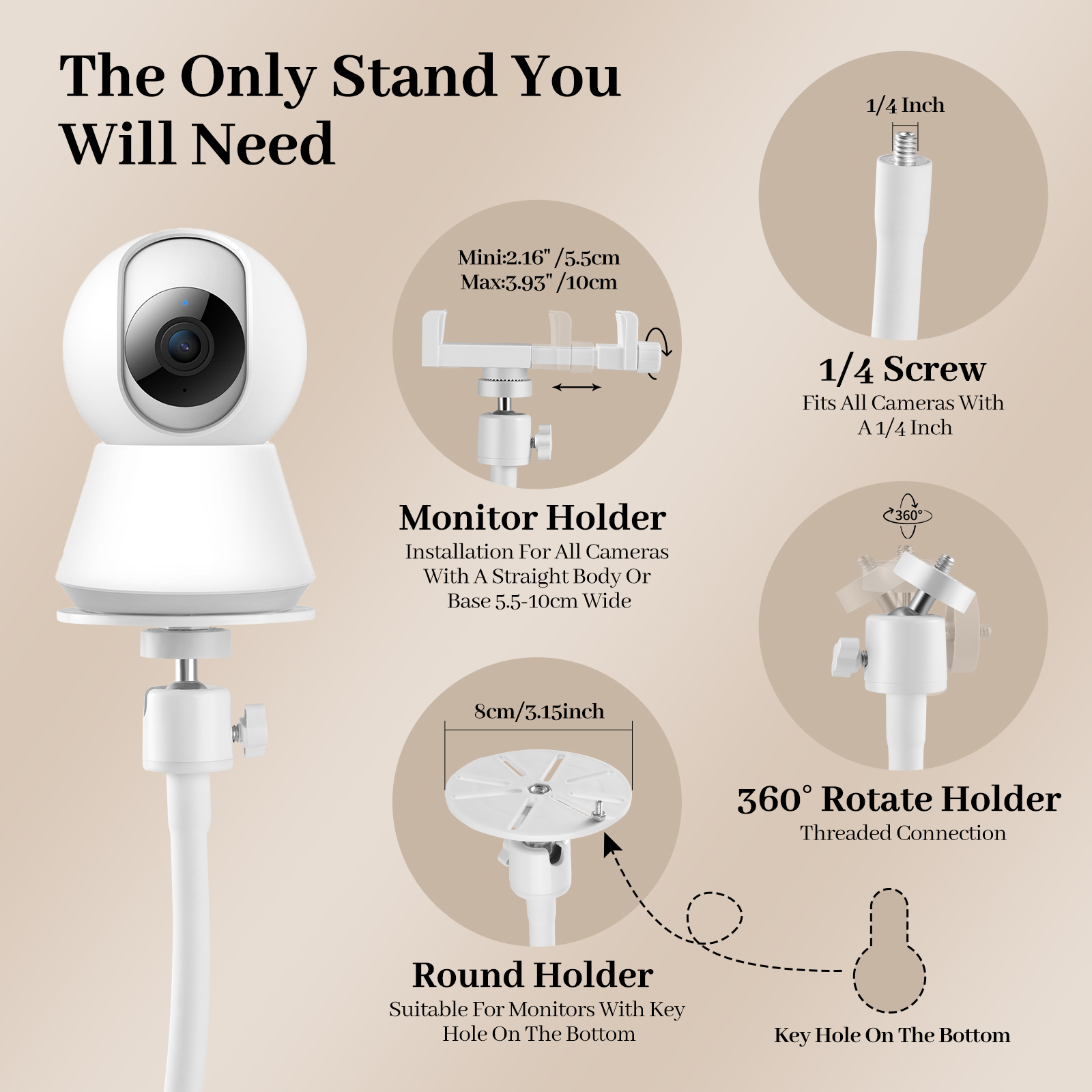 Supporto Flessibile Universale Per Telecamera Baby Monitor, Braccio Regolabile, Facile Montaggio Senza Attrezzi