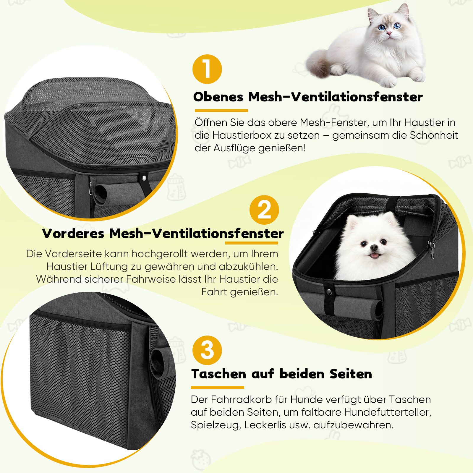 sièges auto sur le toit du chien