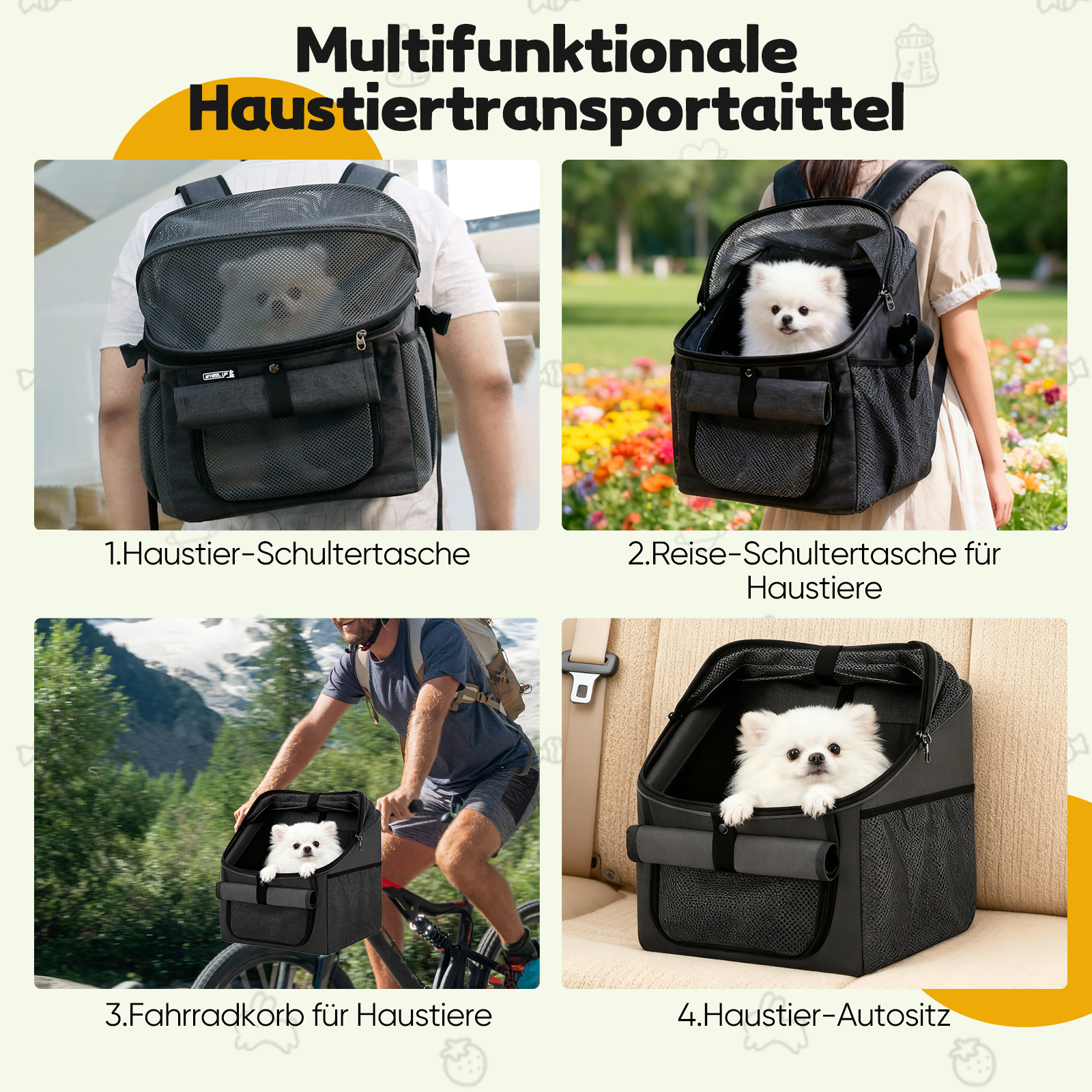 sièges auto sur le toit du chien