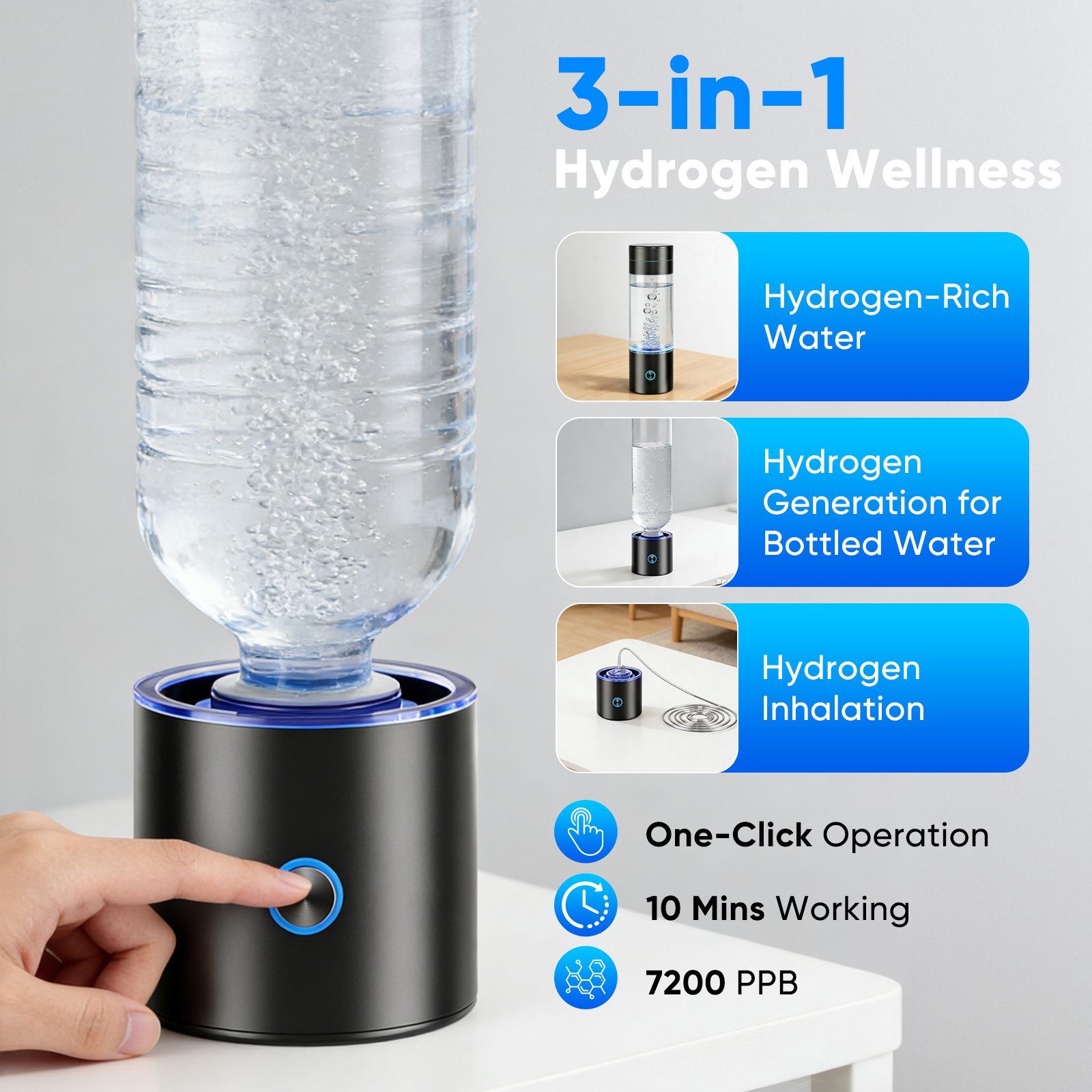 wässrige flasche mit wasserstoff