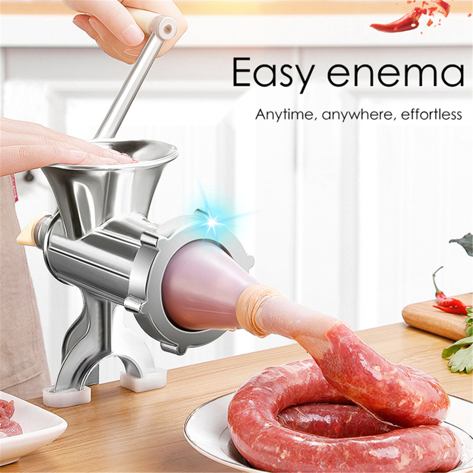 Manual Meat Grinder Hand Operated Beef Noodle Pasta Mincer Sausages