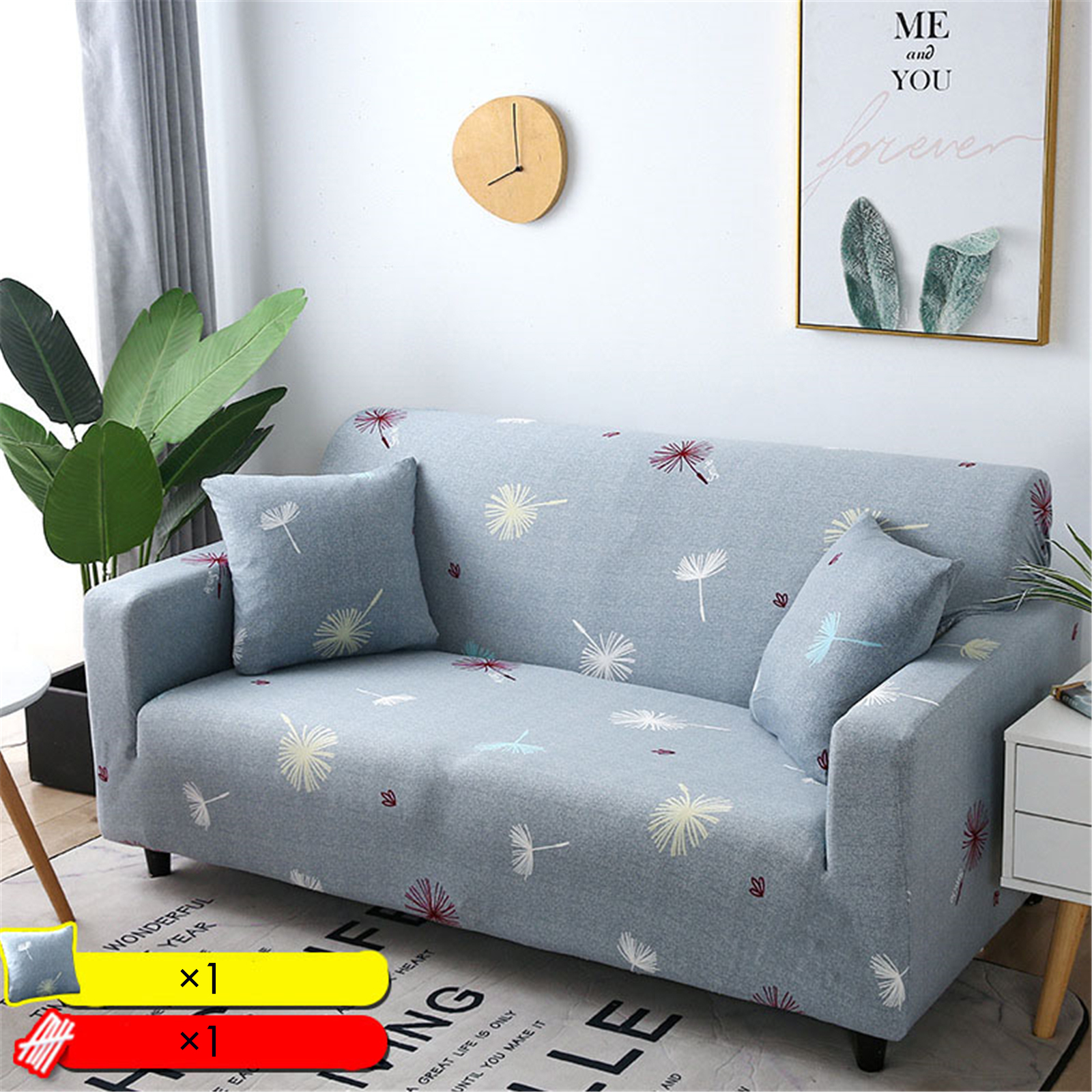 Fuwatacchi Cat Rabbit Printed Sofa Cover Chaise Longue Couch Covers  Loveseat Armchair Baby Bedding Comfort Bench Chair Throws