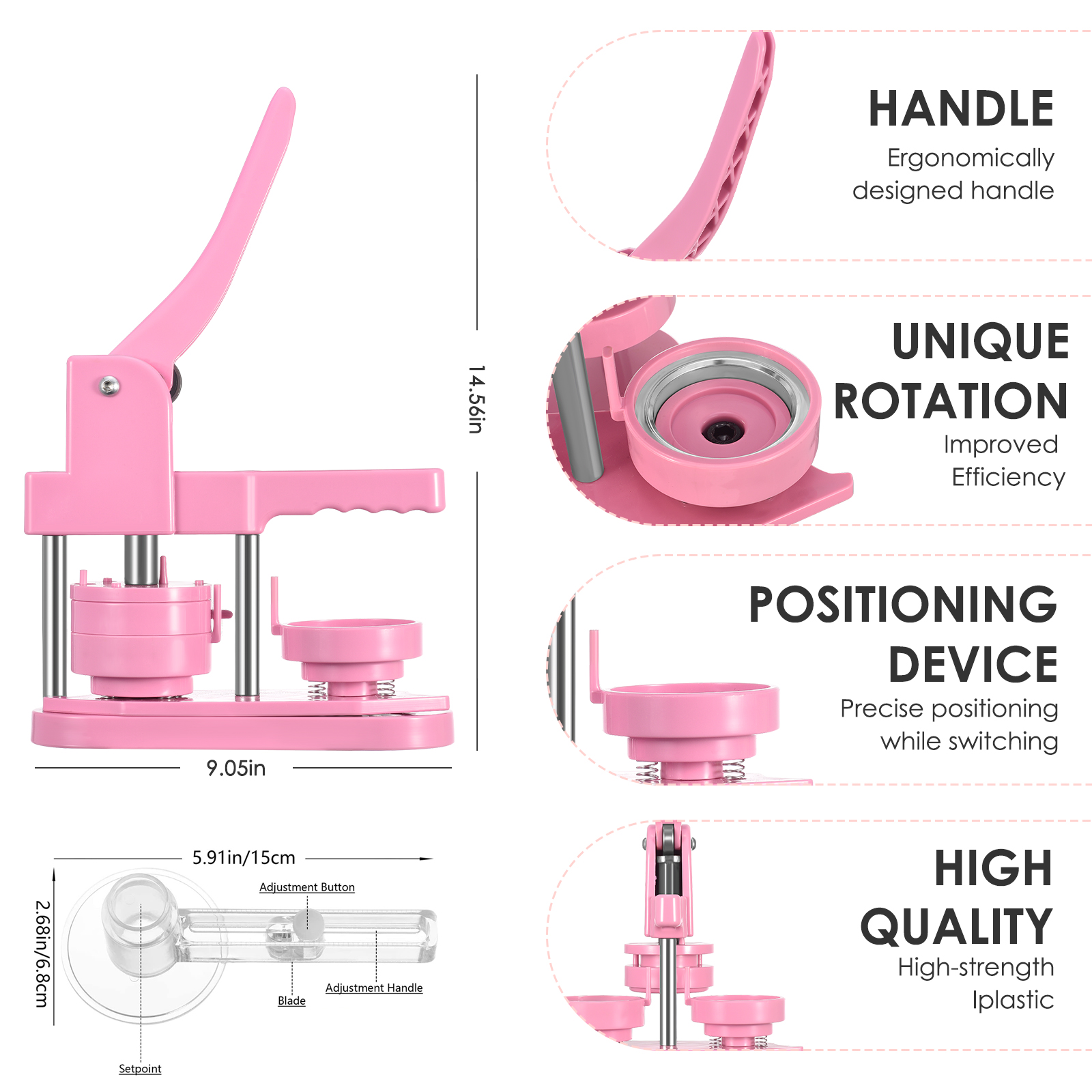 Buy Button Maker Machine 2.25inch Installation-Free Pin Button Maker Badge  Punch Press Machine Kit With 100pcs Plastic Button Online - 360 Digitizing  - Embroidery Designs