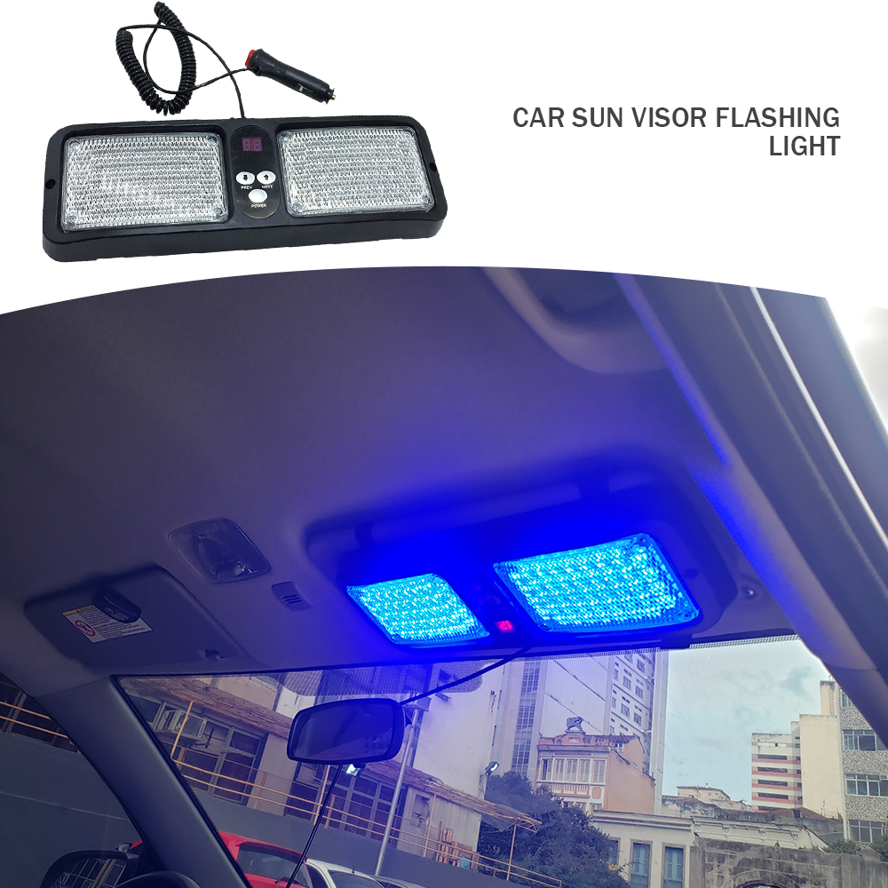 Xprite Green 86 LED 12 Modes Windshield SunShield Law Enforcement Emergency Hazard Warning Strobe Lights for 12V Vehicle Sun Visor 
