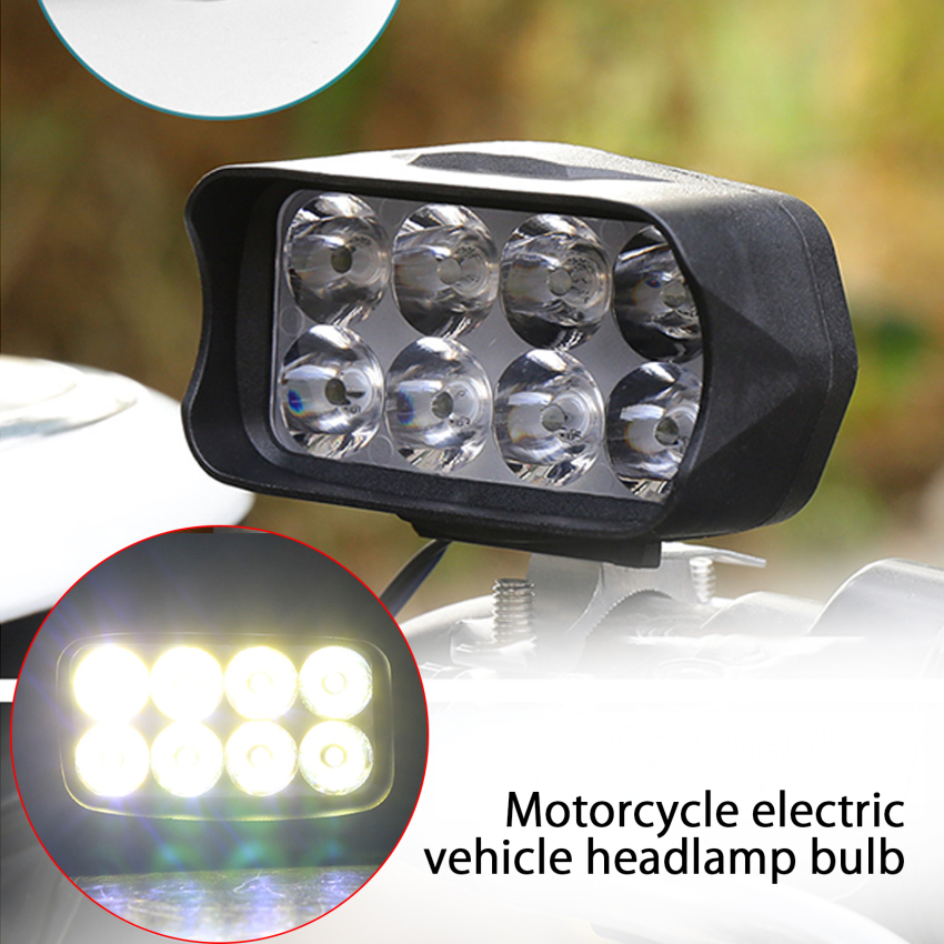 1Pc Motorcycle Car Super Bright 8 LED Light Headlight Spotlights Headlamp