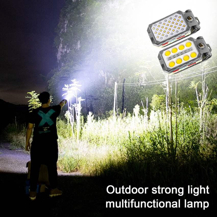 Outdoor Strong Light Multi-function Lighting Super Bright Flashlight Adjustable Waterproof Camping Lantern Magnet Design with Power USB Rechargeable COB Work Light Portable LED Flashlight