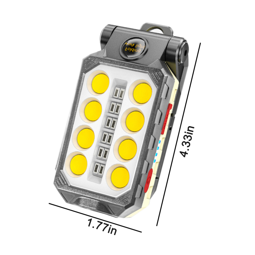 Outdoor Strong Light Multi-function Lighting Super Bright Flashlight Adjustable Waterproof Camping Lantern Magnet Design with Power USB Rechargeable COB Work Light Portable LED Flashlight