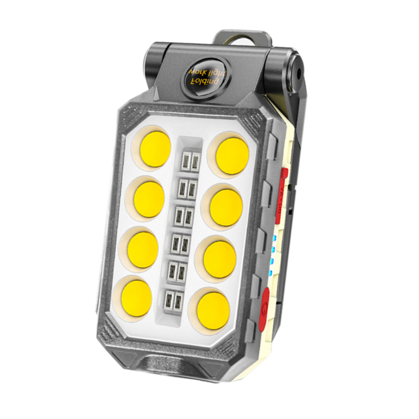 Outdoor Strong Light Multi-function Lighting Super Bright Flashlight Adjustable Waterproof Camping Lantern Magnet Design with Power USB Rechargeable COB Work Light Portable LED Flashlight