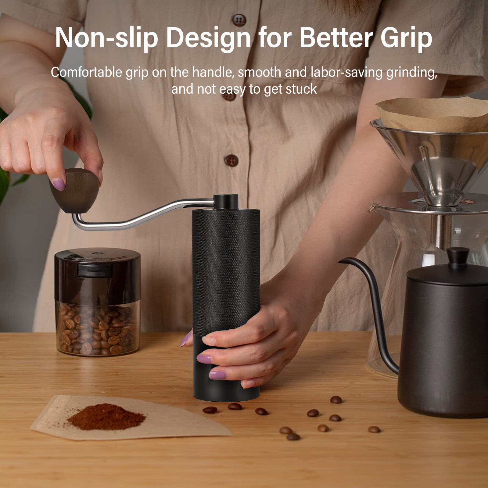 Title 5, Chestnut C2 Fold Manual Coffee Grinder Stainles...