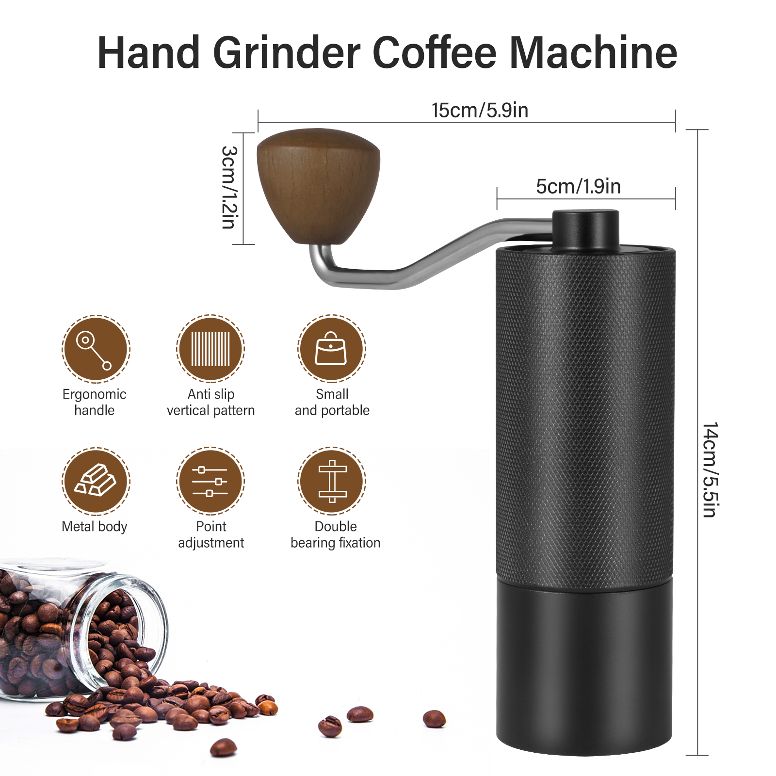 Title 3, Chestnut C2 Fold Manual Coffee Grinder Stainles...